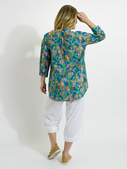 Palm Cove Top in Blue Cactus