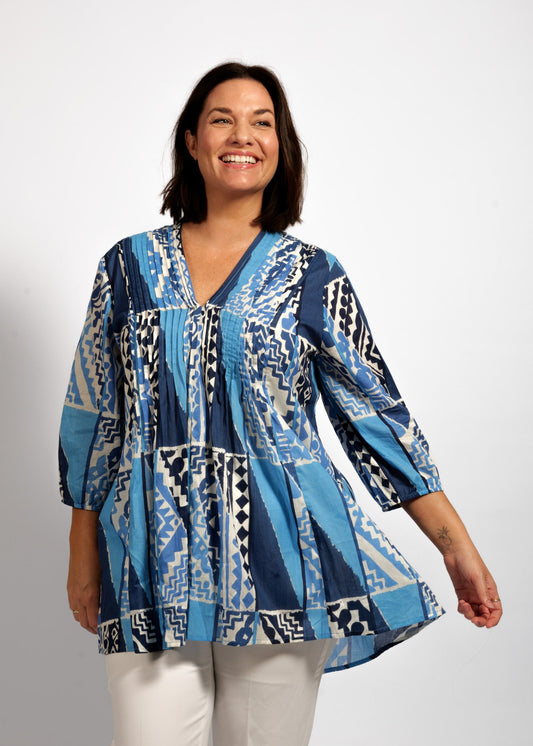 Alexa Top in Blue Rectangles
