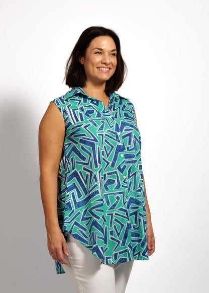Ana Top in Blue Green Flashes