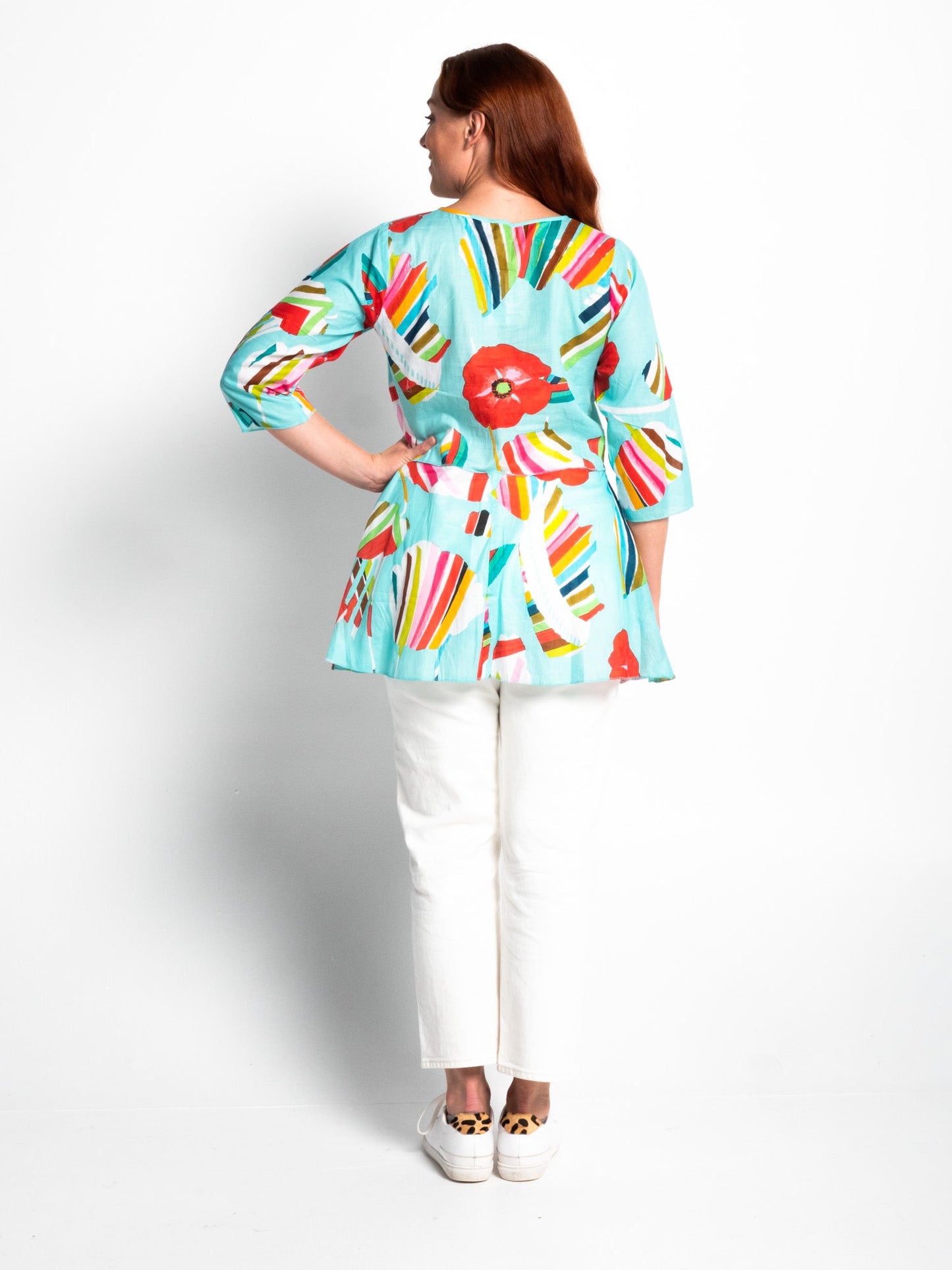 Daintree Top in Turquoise Poppies