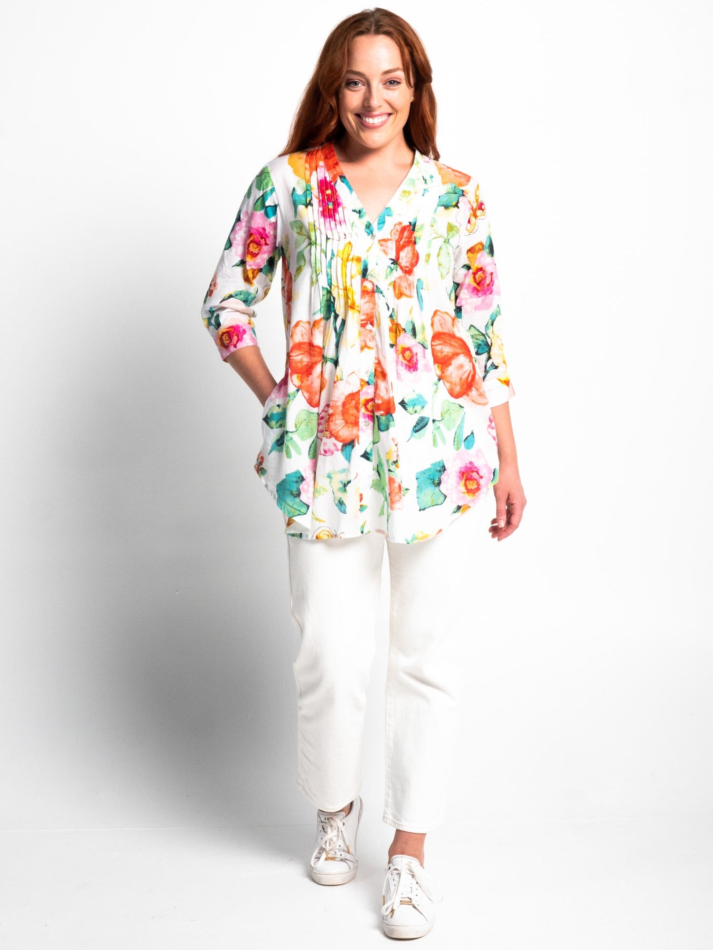 Palm Cove Top in White Garden