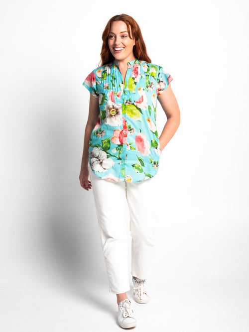 Magnetic Cap Sleeve Shirt in Turquoise Pretty