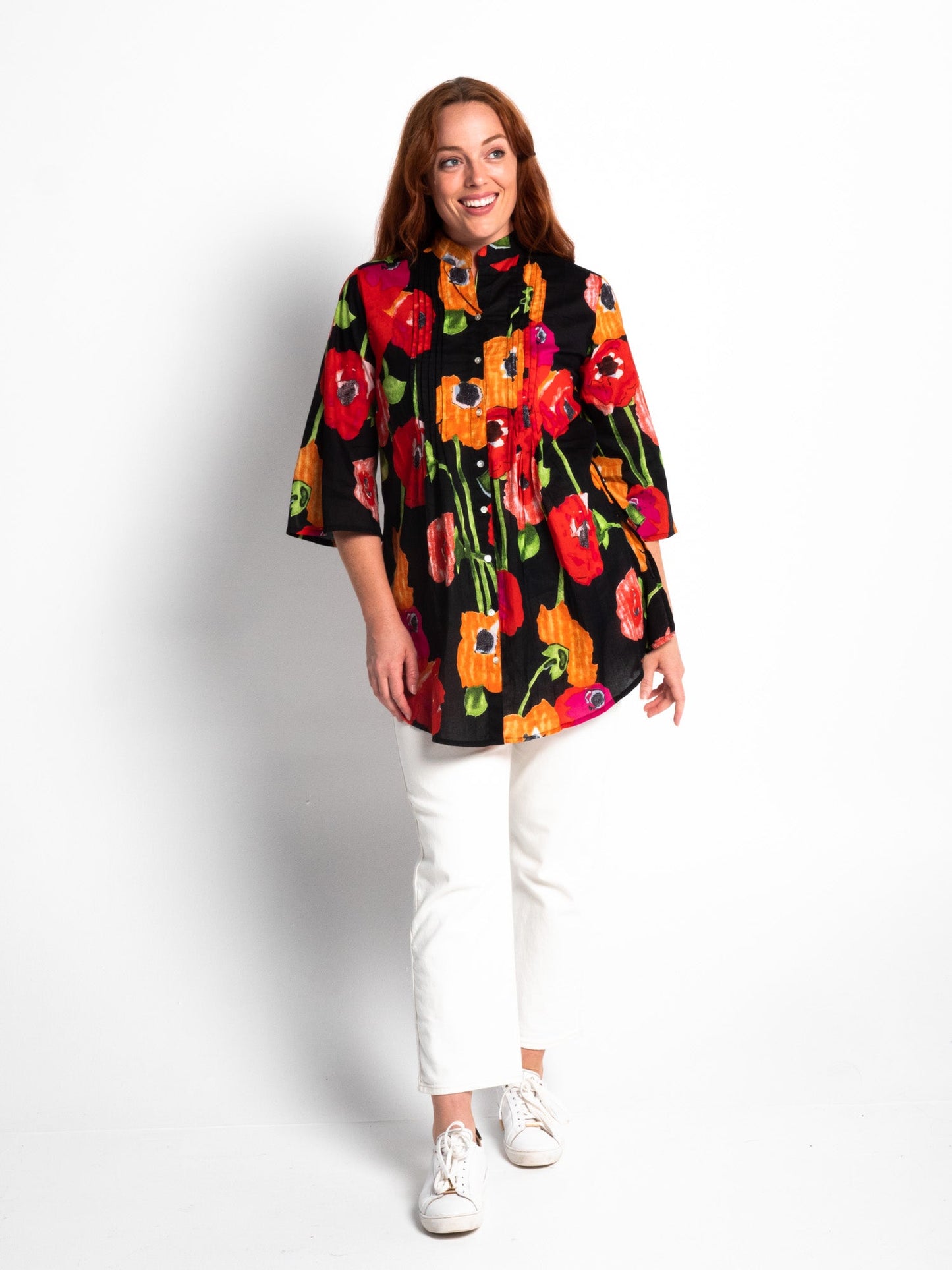 Eumundi Top in Black Poppies