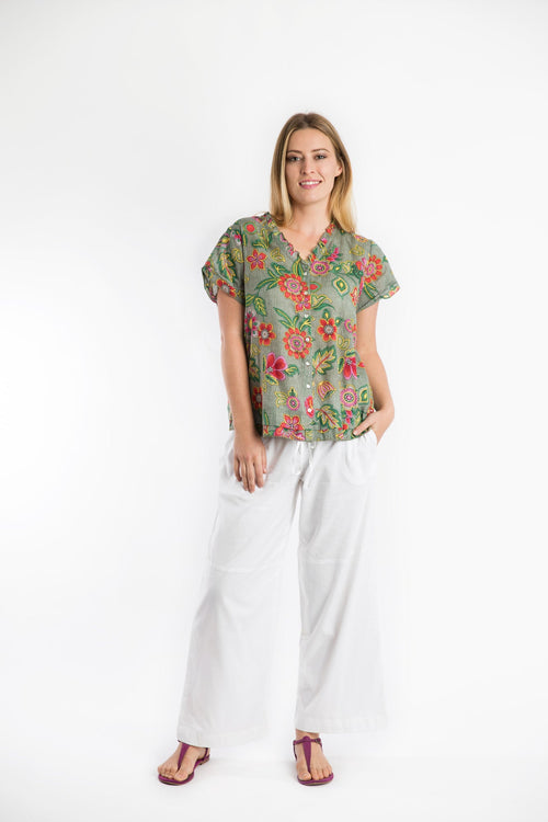 Capricorn Shirt in Olive Floral