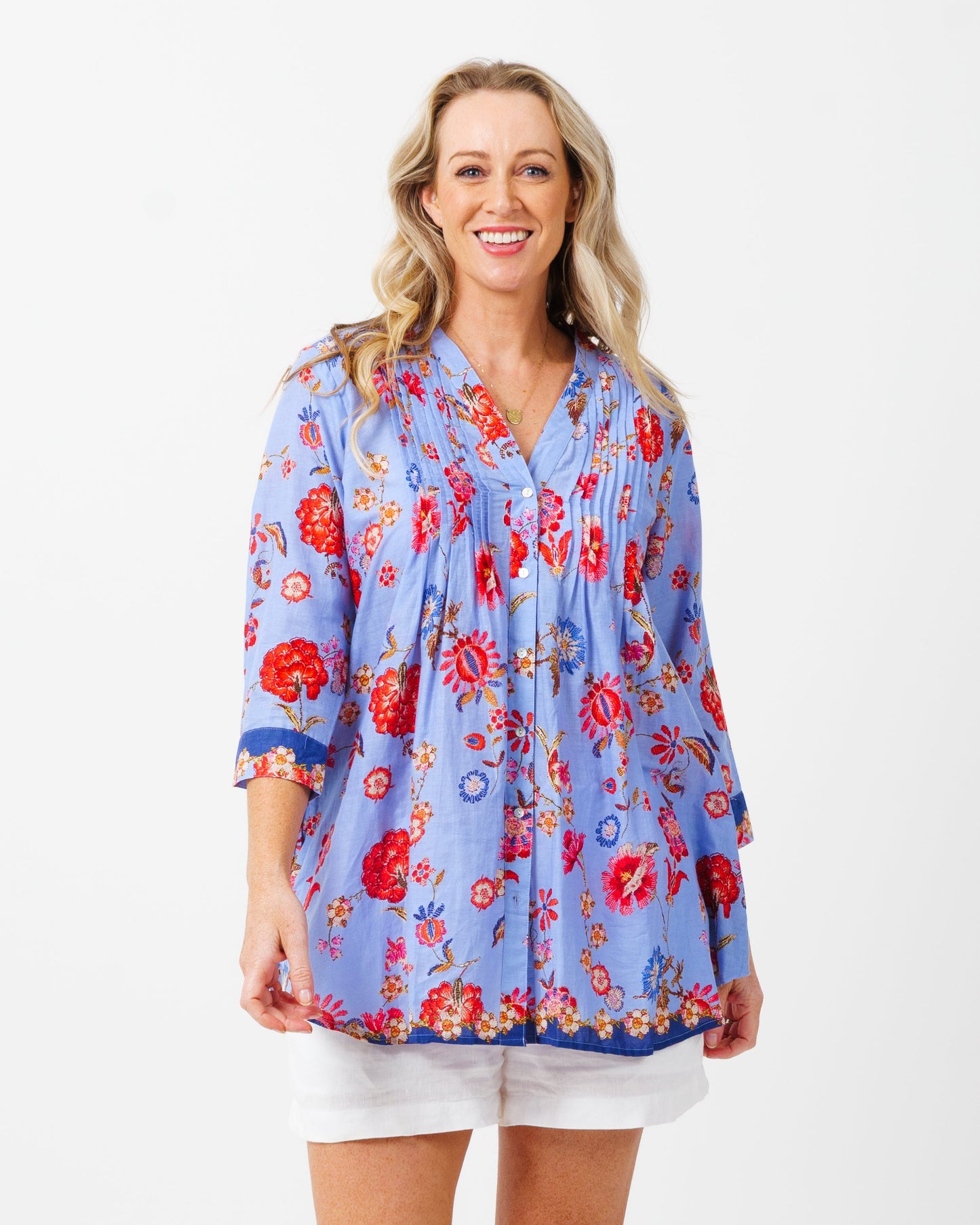 Palm Cove Top in Blue Azaleas