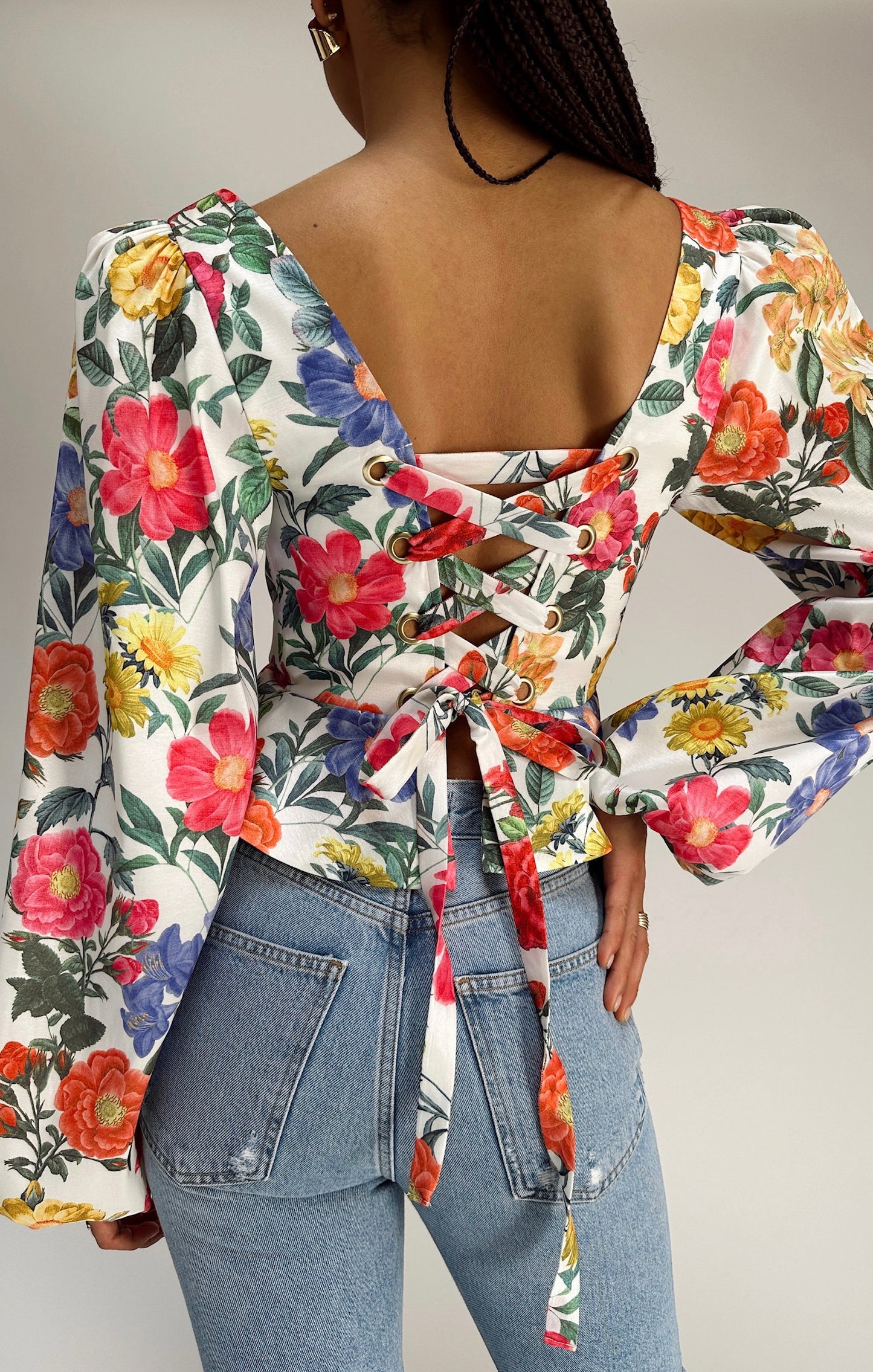 Lover Top ~ Charm Peony White Taffeta