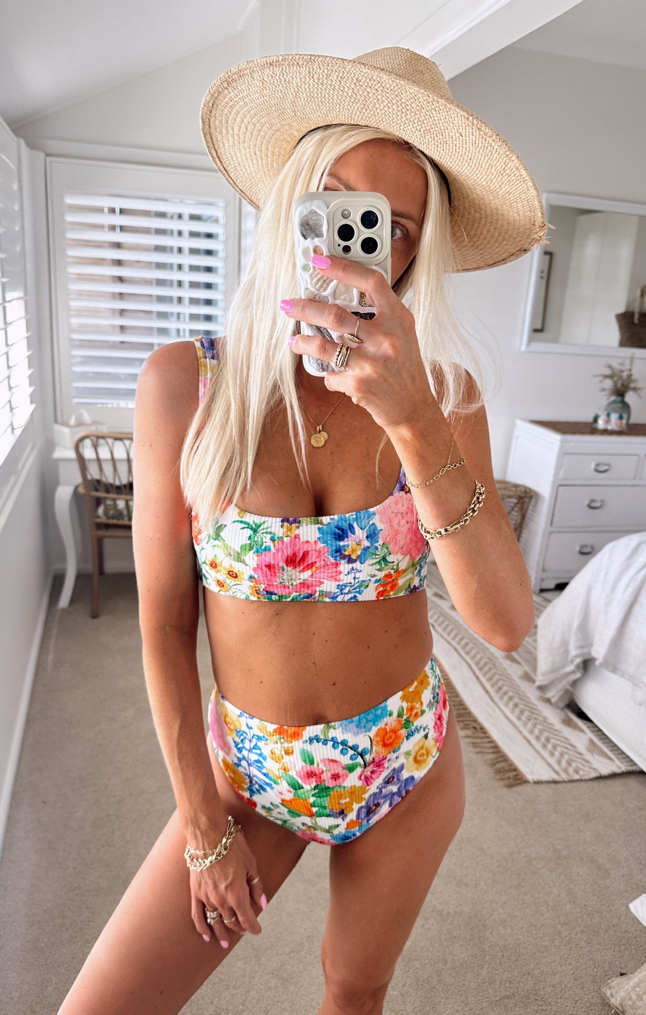 Sail Bottom ~ Ivory Botanical Rib Scrunch