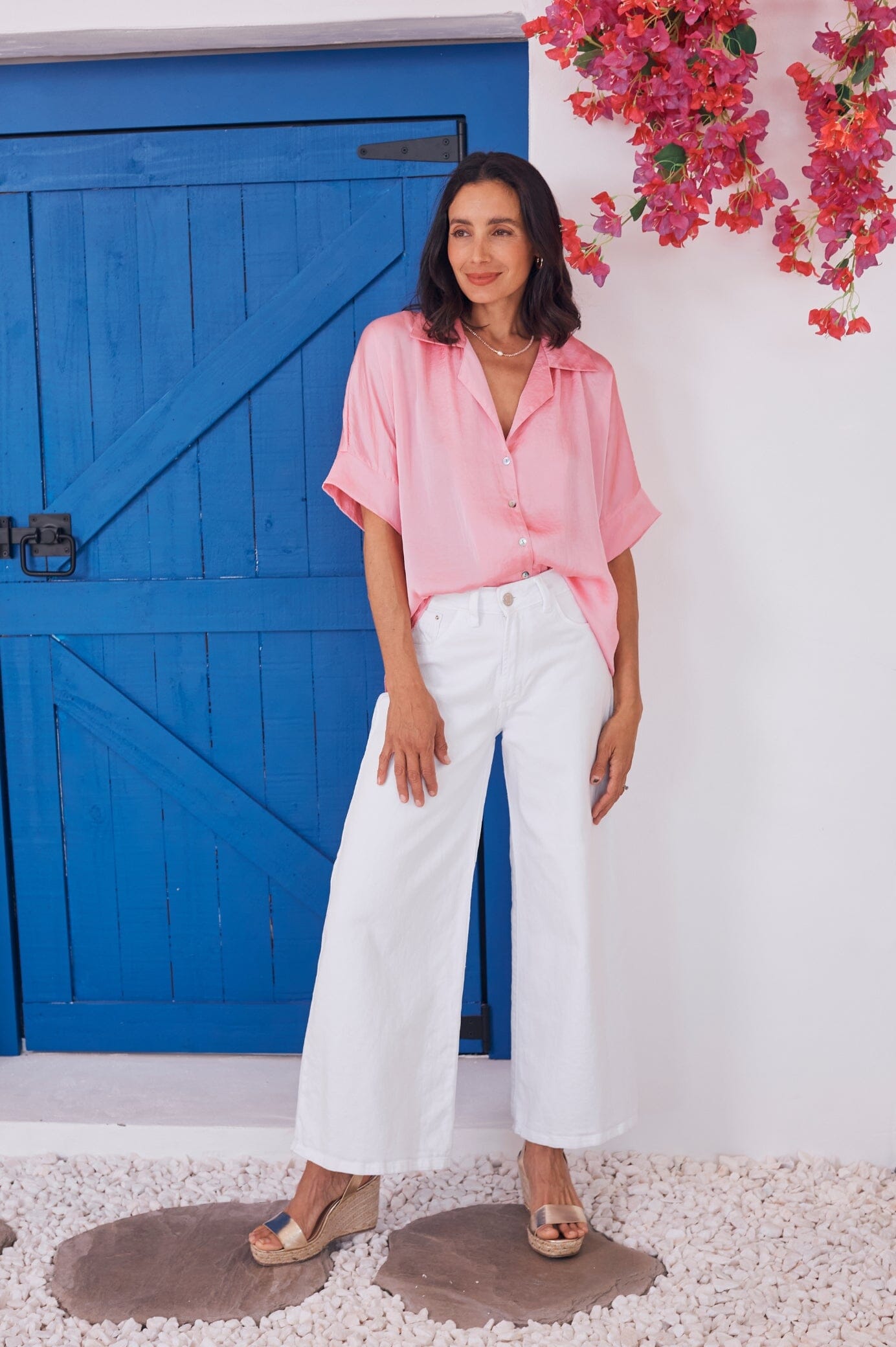 Cammy High Rise Wide Leg White Jeans