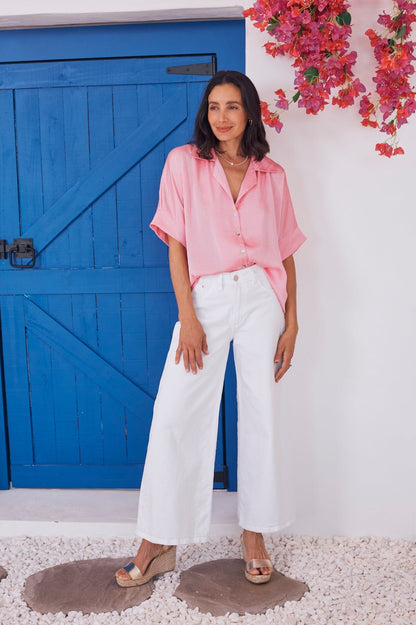 Cammy High Rise Wide Leg White Jeans