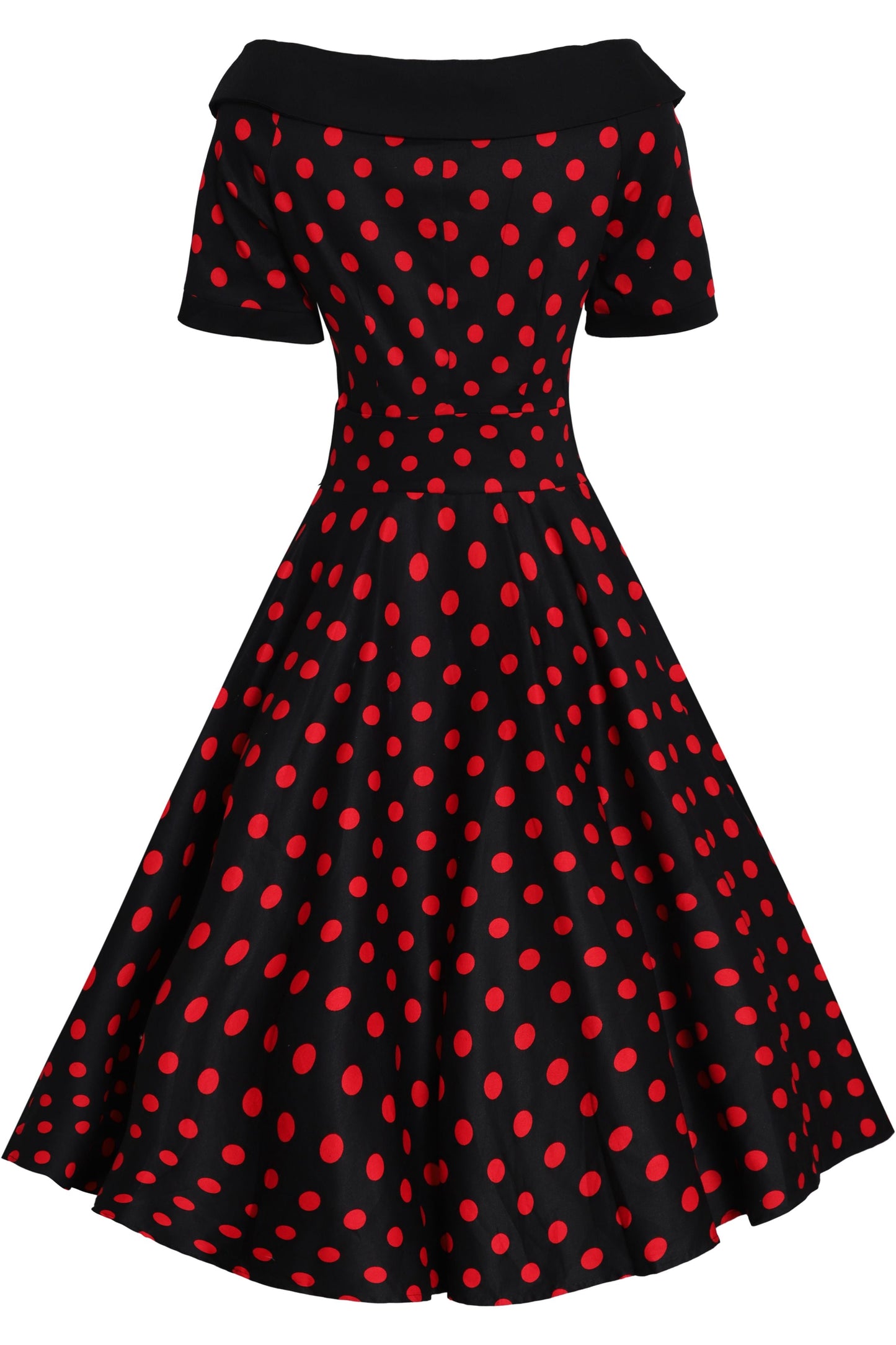 Darlene Rockabilly Black & Red Spot Swing Dress