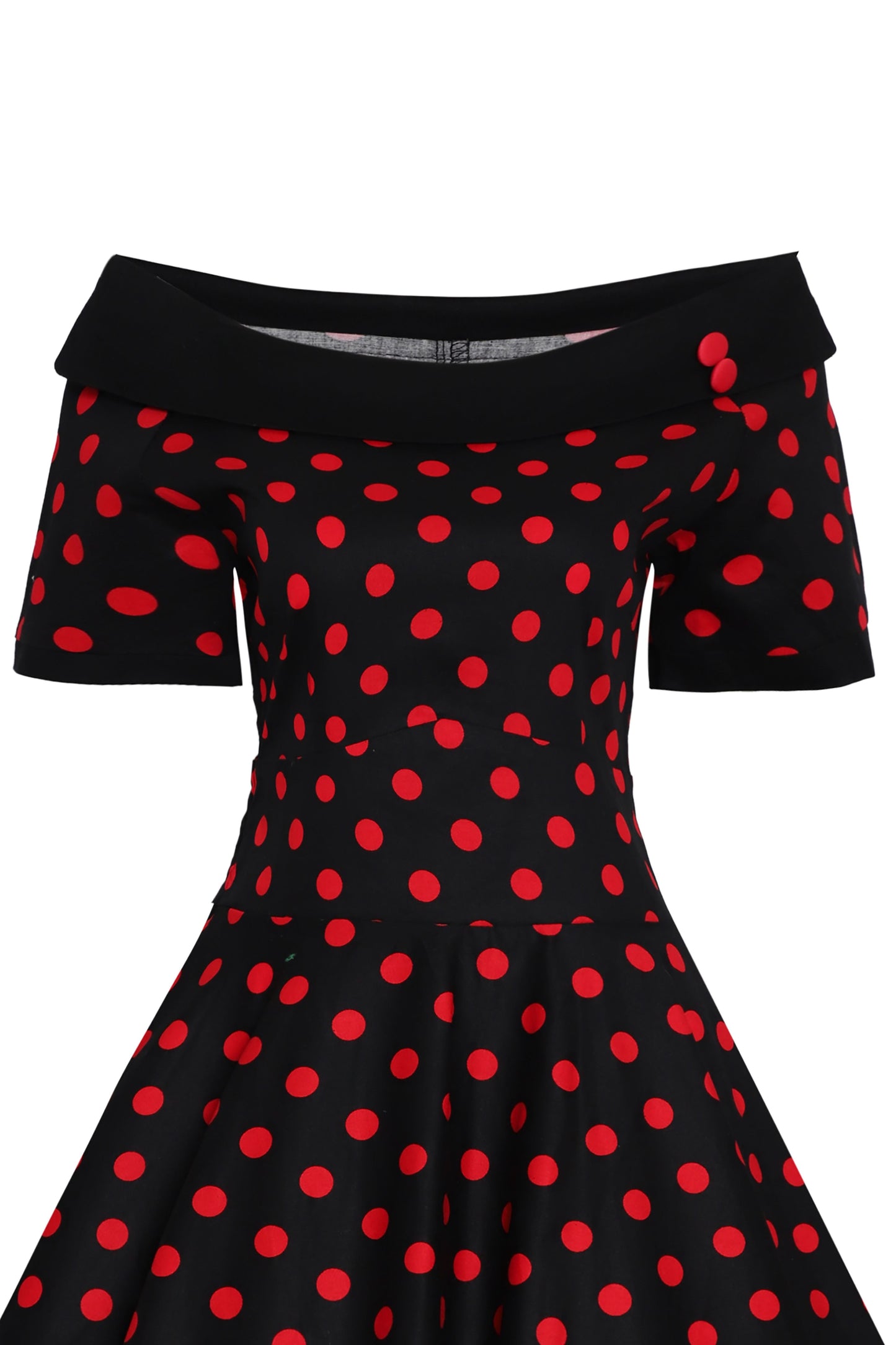 Darlene Rockabilly Black & Red Spot Swing Dress