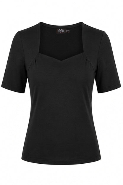 Anne Black Elbow-Sleeve Top