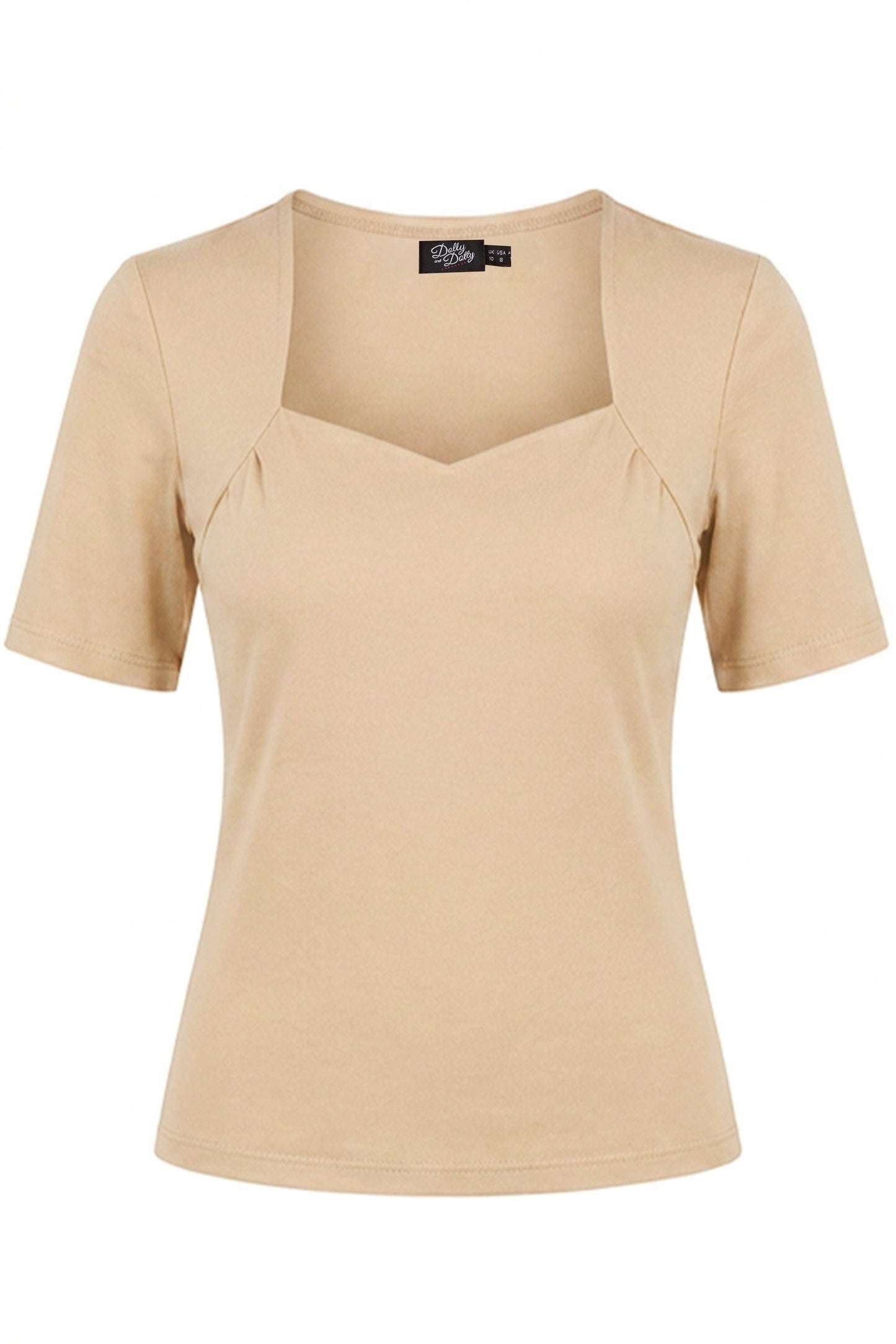 Anne Beige Elbow-Sleeve Top