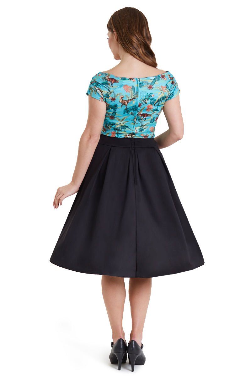 Lilian Off Shoulder Green Dinosaur Top