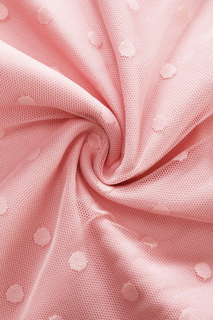 Dorothea Pink Polka Dot Mesh Halter Dress