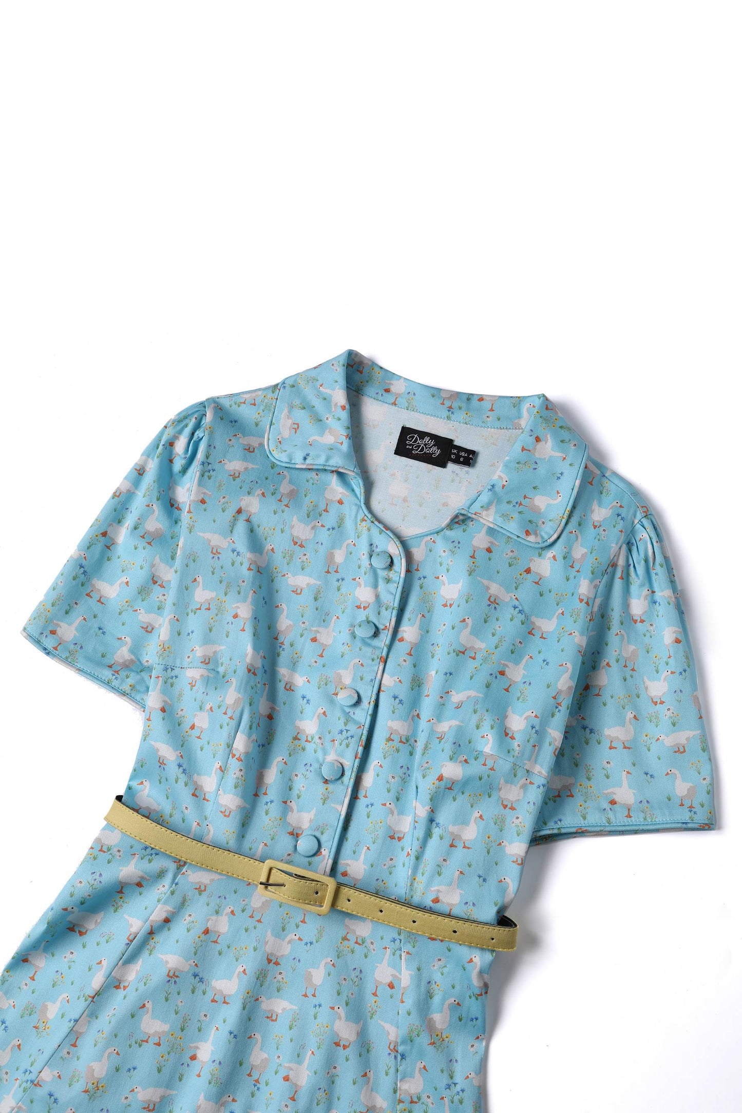 Penelope Duck Farm Shirt Dress In Light Blue