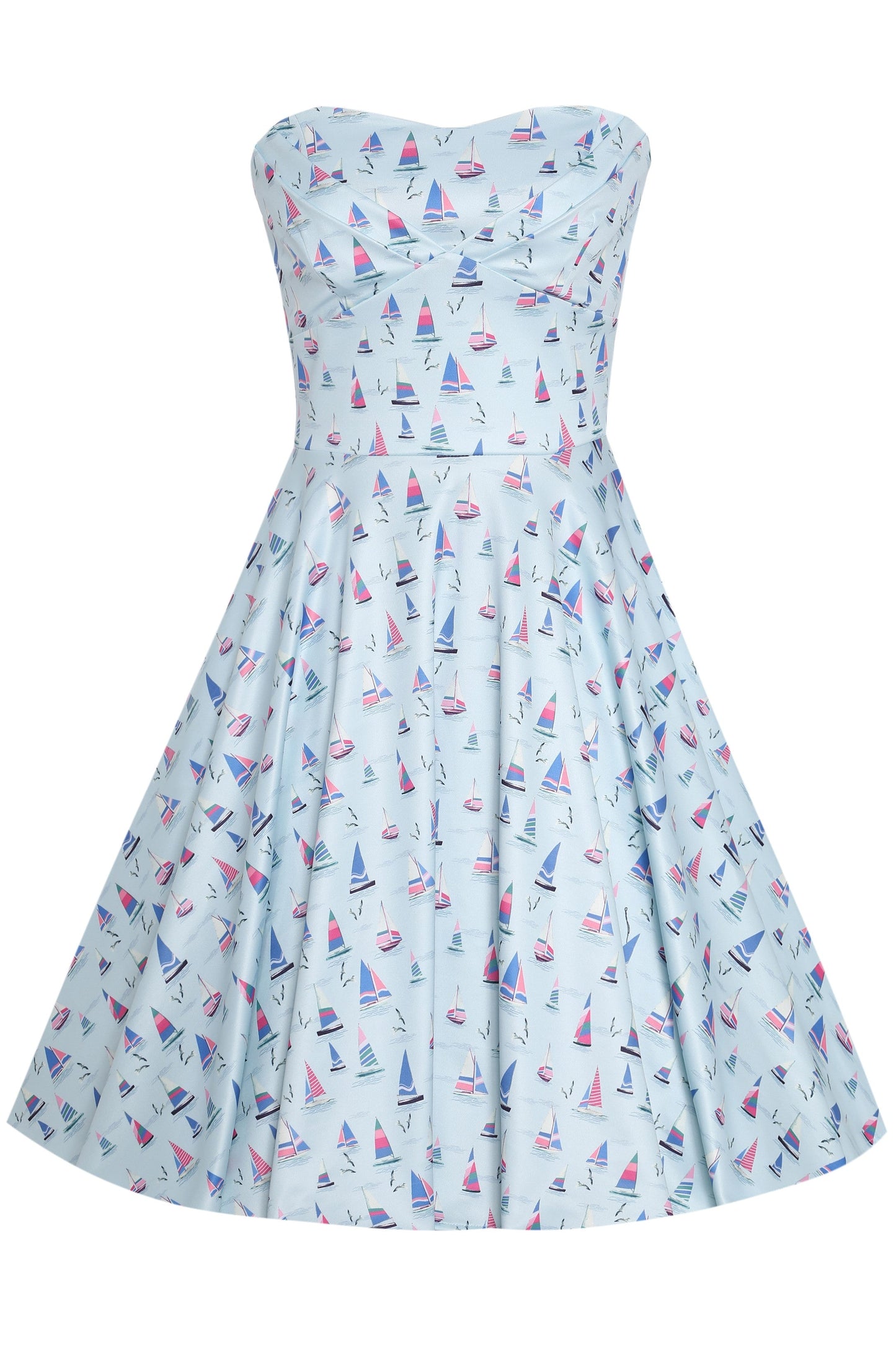 Melissa Light Blue Nautical Sailboat Strapless Dress