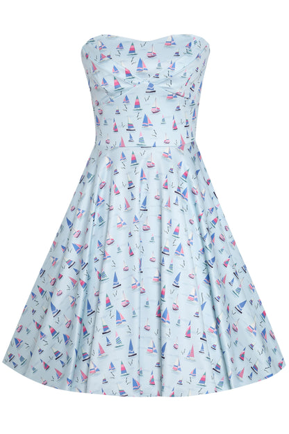 Melissa Light Blue Nautical Sailboat Strapless Dress