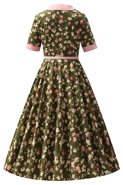 Mollie Olive Green Magnolia Full Circle Shirt Dress