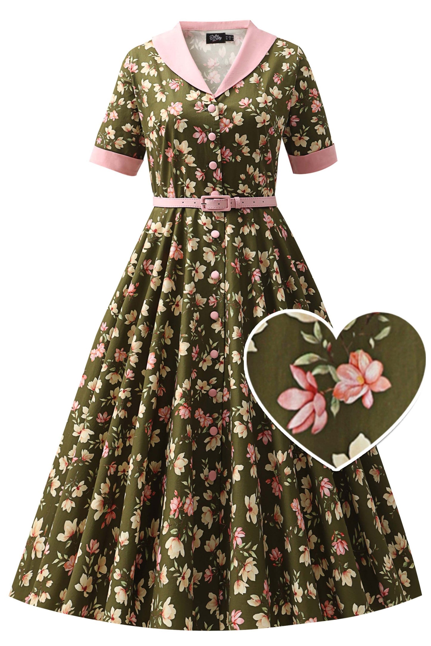 Mollie Olive Green Magnolia Full Circle Shirt Dress