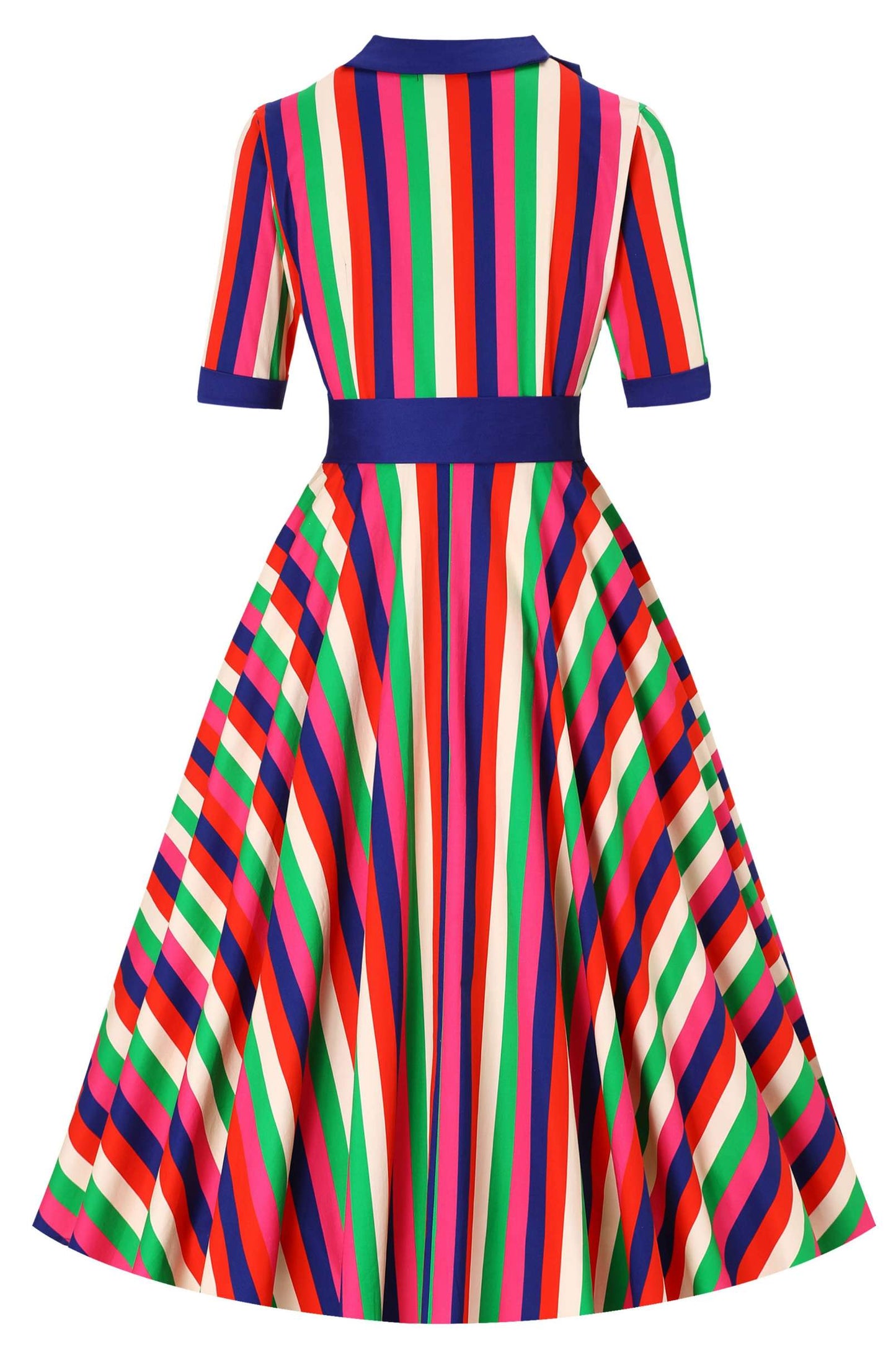 Mollie Roman Striped Full Circle Shirt Dress