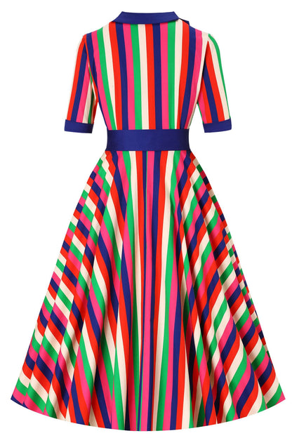 Mollie Roman Striped Full Circle Shirt Dress