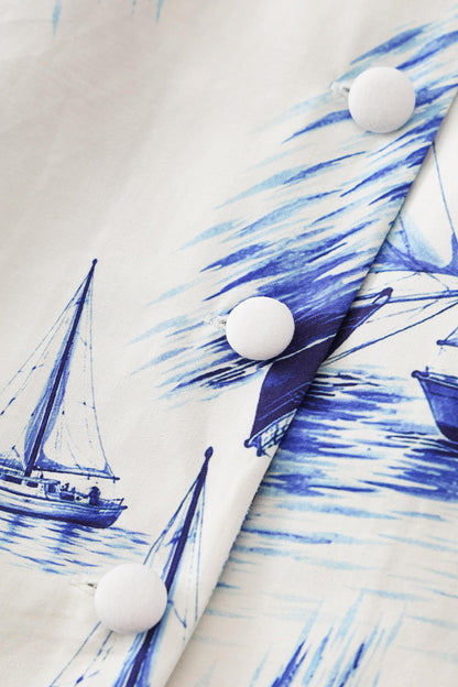 Mollie White Sailboat Full Circle Shirt Dress