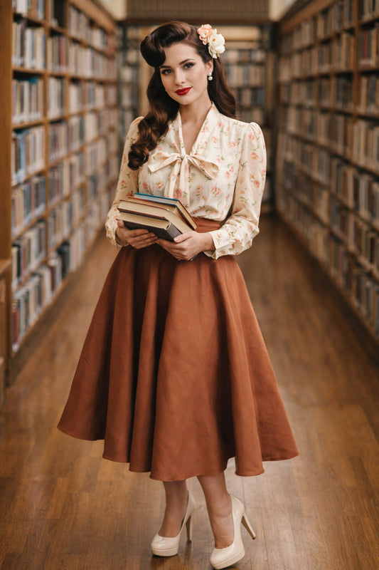 Maisie Brown Plain Full Circle Midi Skirt
