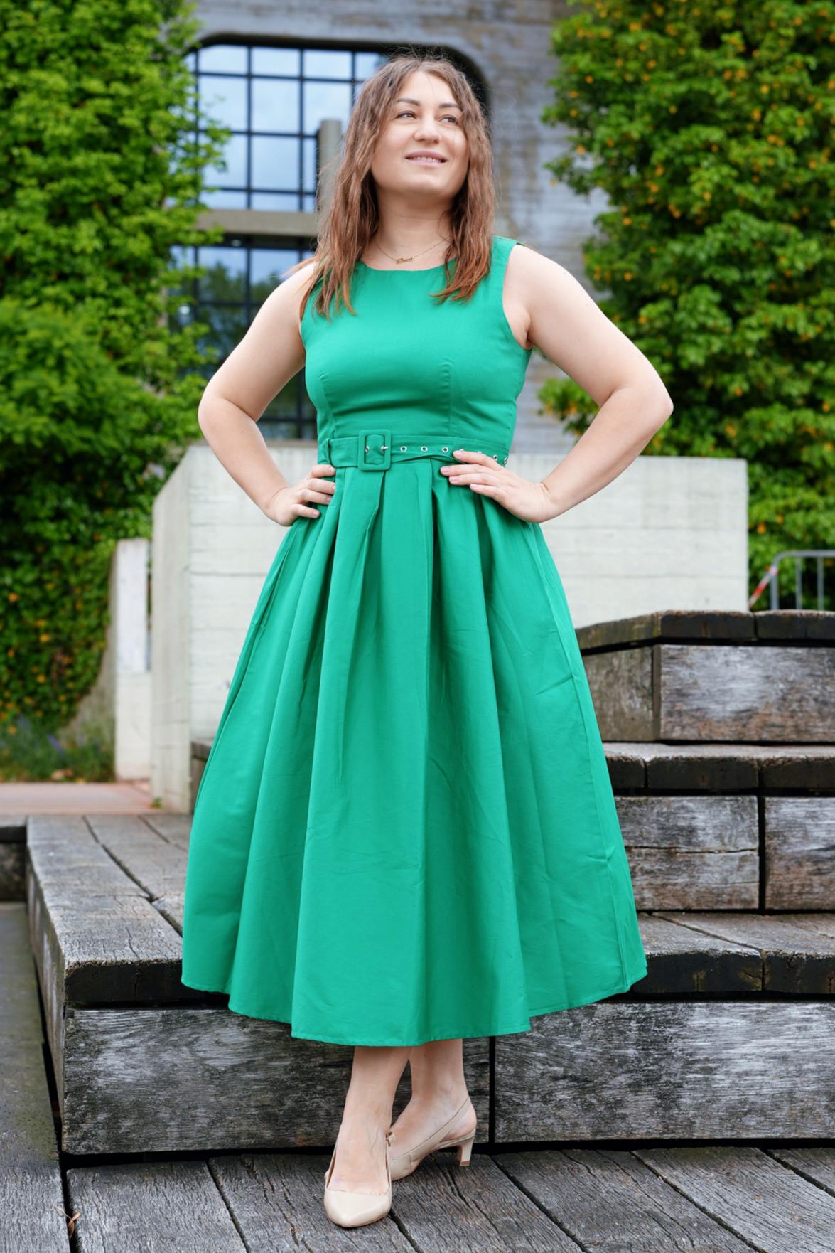 Helen Green Cotton Midi Dress