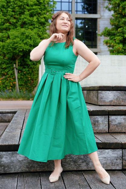 Helen Green Cotton Midi Dress