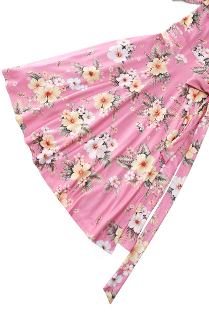 Matilda Pink Vintage Hibiscus Wrap Dress