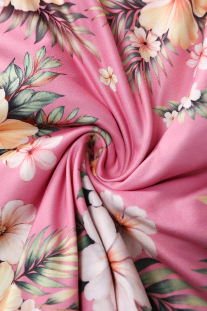 Matilda Pink Vintage Hibiscus Wrap Dress