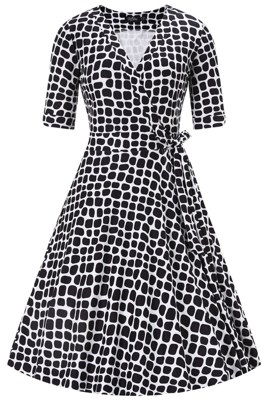 Matilda Monochrome Pebble Wrap Dress