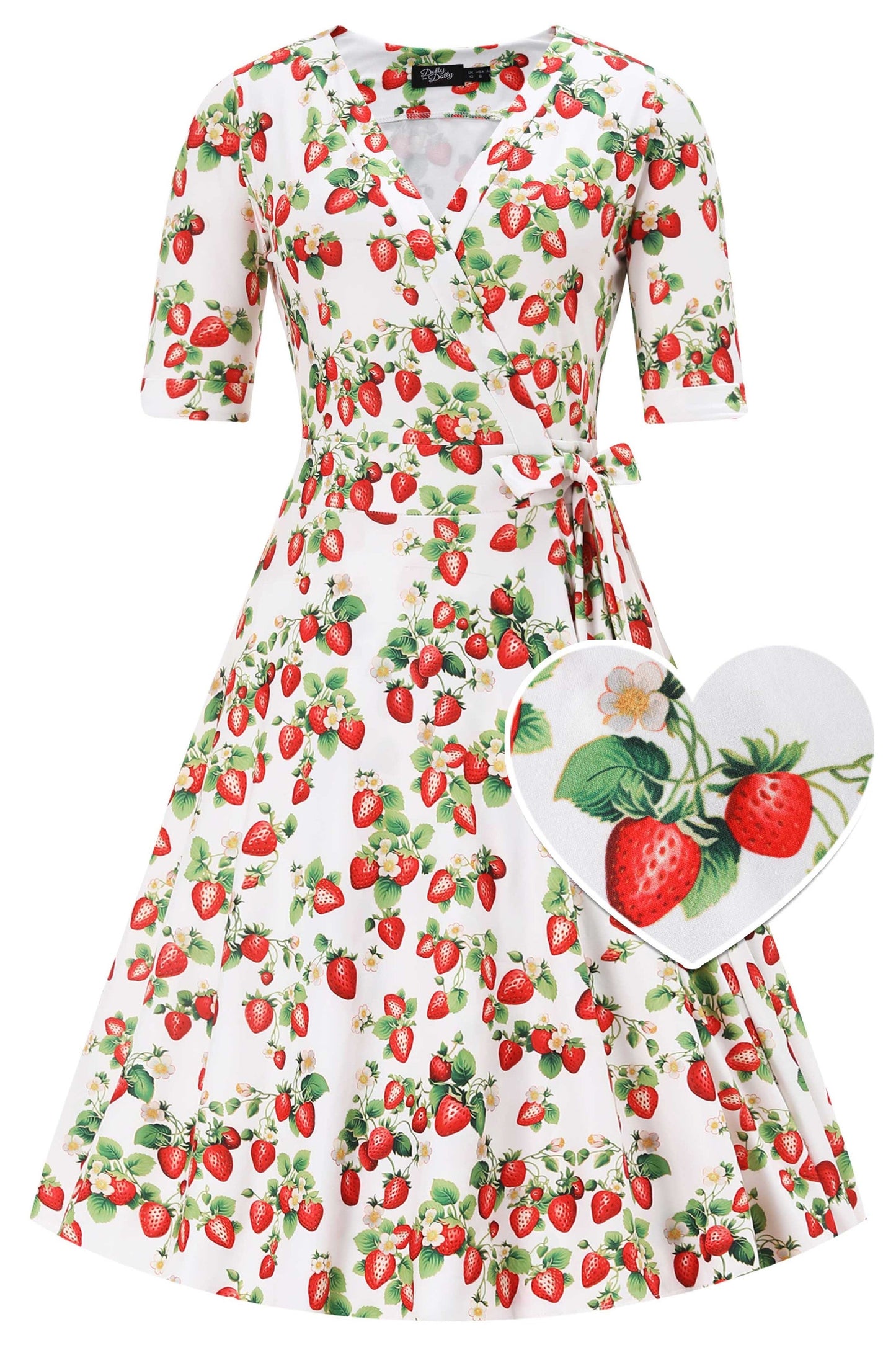 Matilda Summer Strawberry Wrap Dress In White