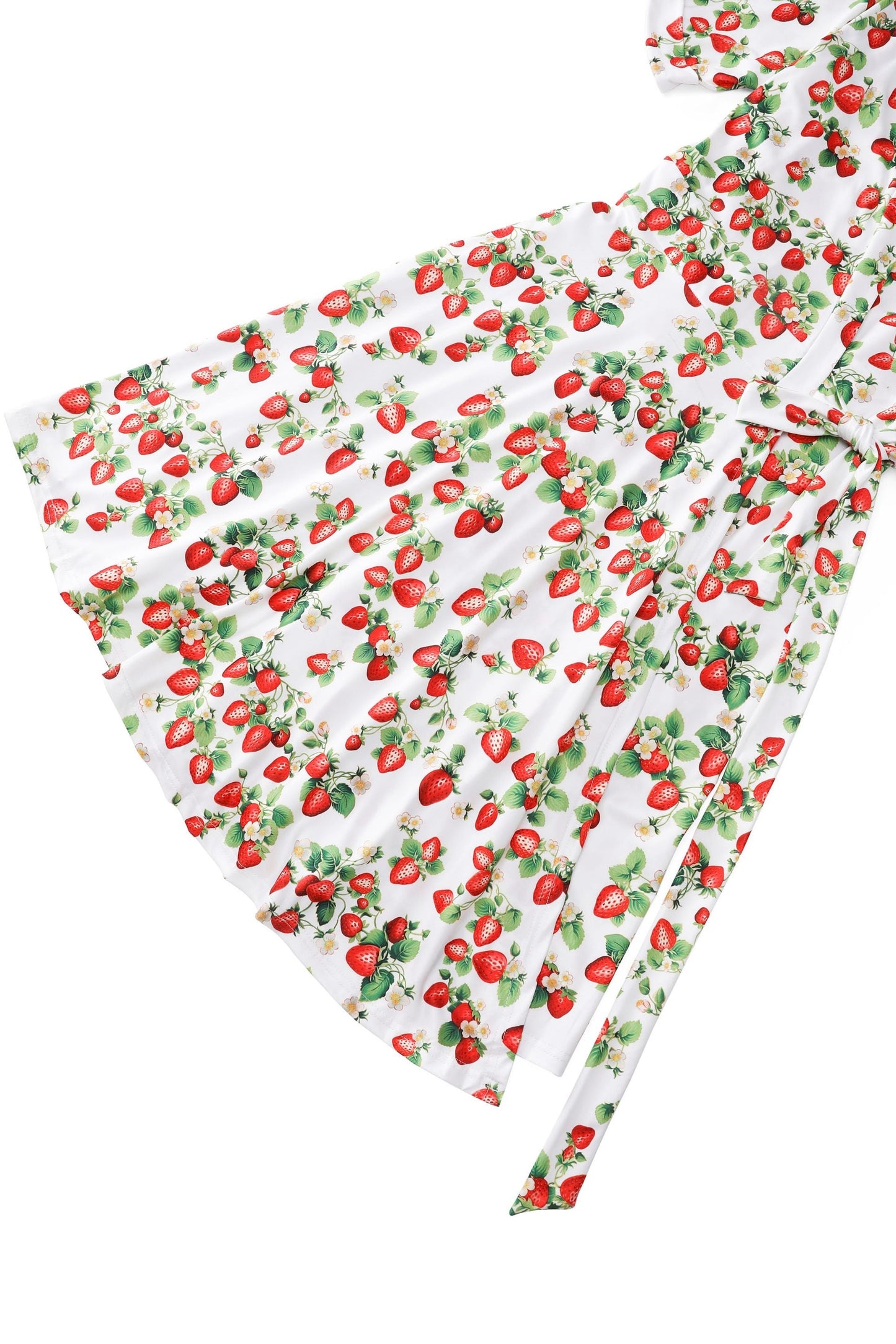 Matilda Summer Strawberry Wrap Dress In White