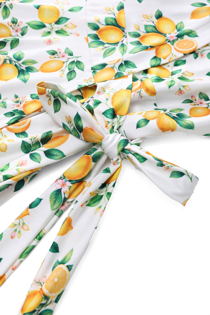 Matilda White Lemon Wrap Dress in White