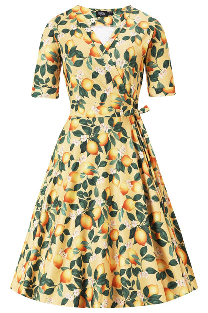Matilda Lemon Wrap Dress in Yellow