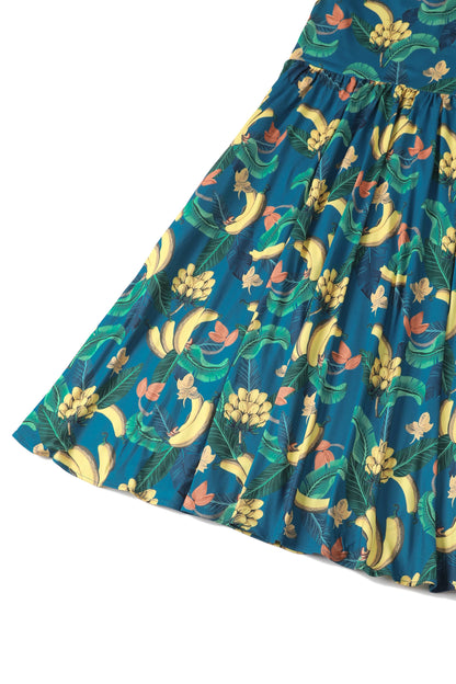 Billie Banana Print Dress In Blue