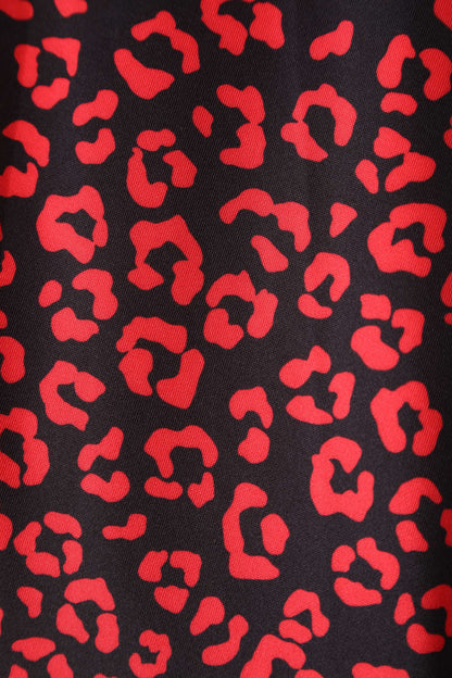 Lily Black & Red Cheetah Print Off Shoulder Dress