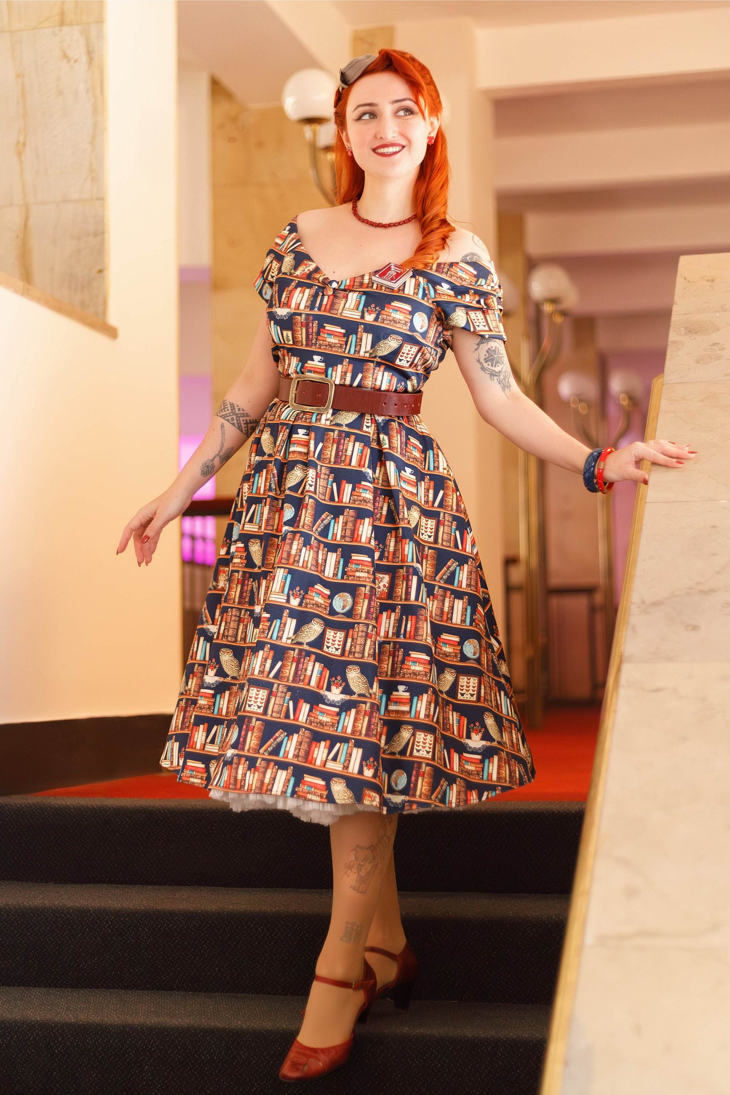Lily Off Shoulder Book & Owl Dress