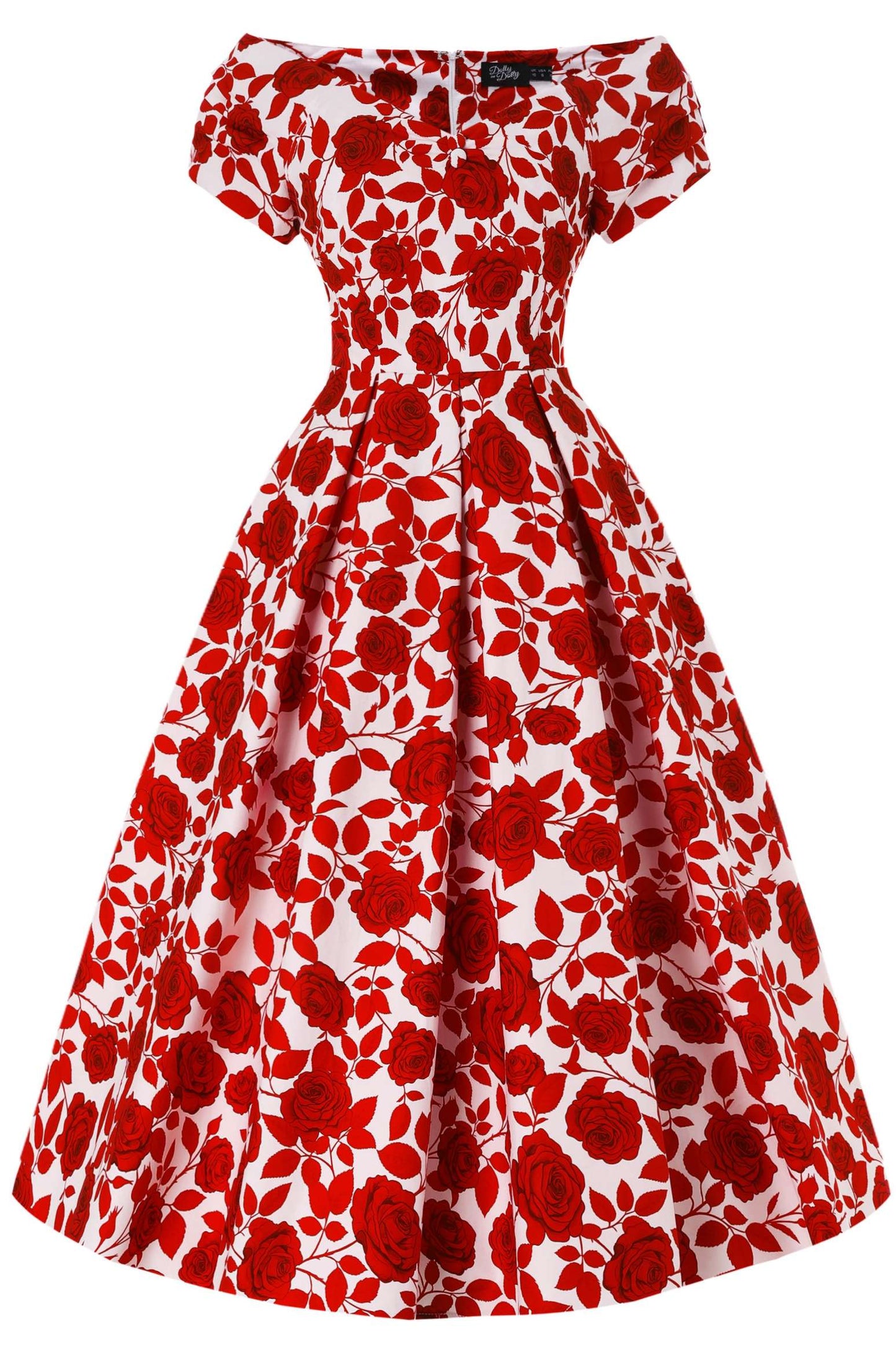 Lily Red Shadow Rose Off Shoulder Dress