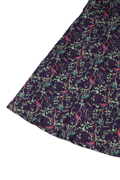 Katherine Purple Bird Long Sleeved Dress
