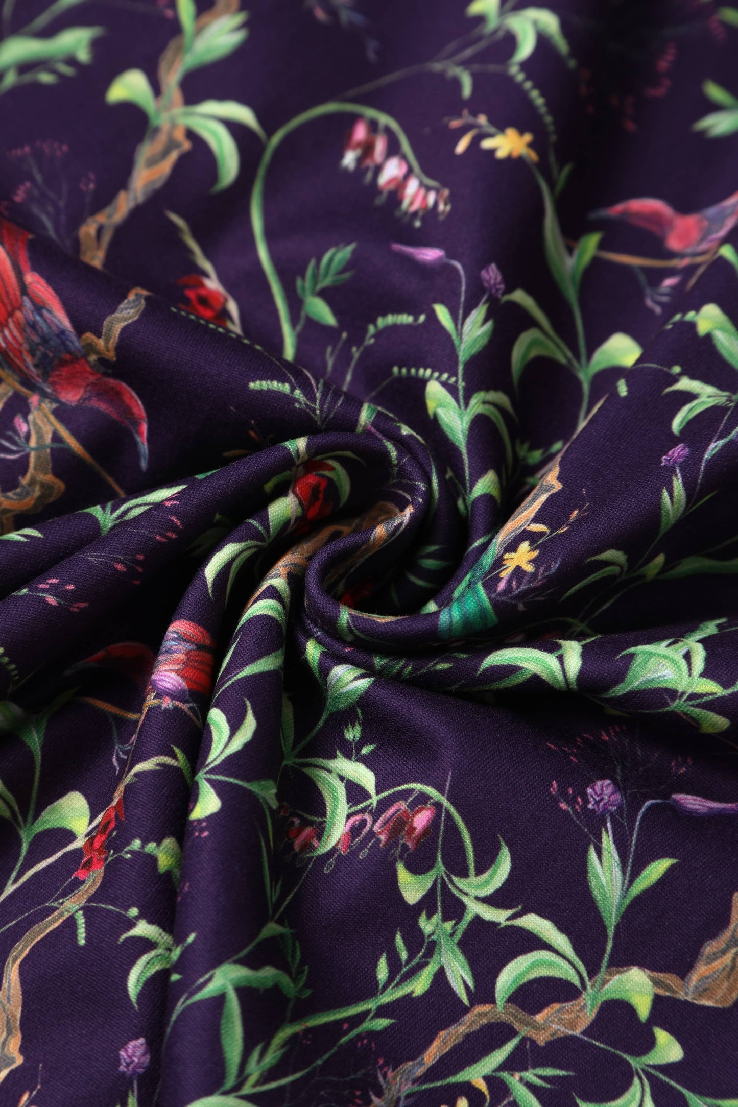 Katherine Purple Bird Long Sleeved Dress