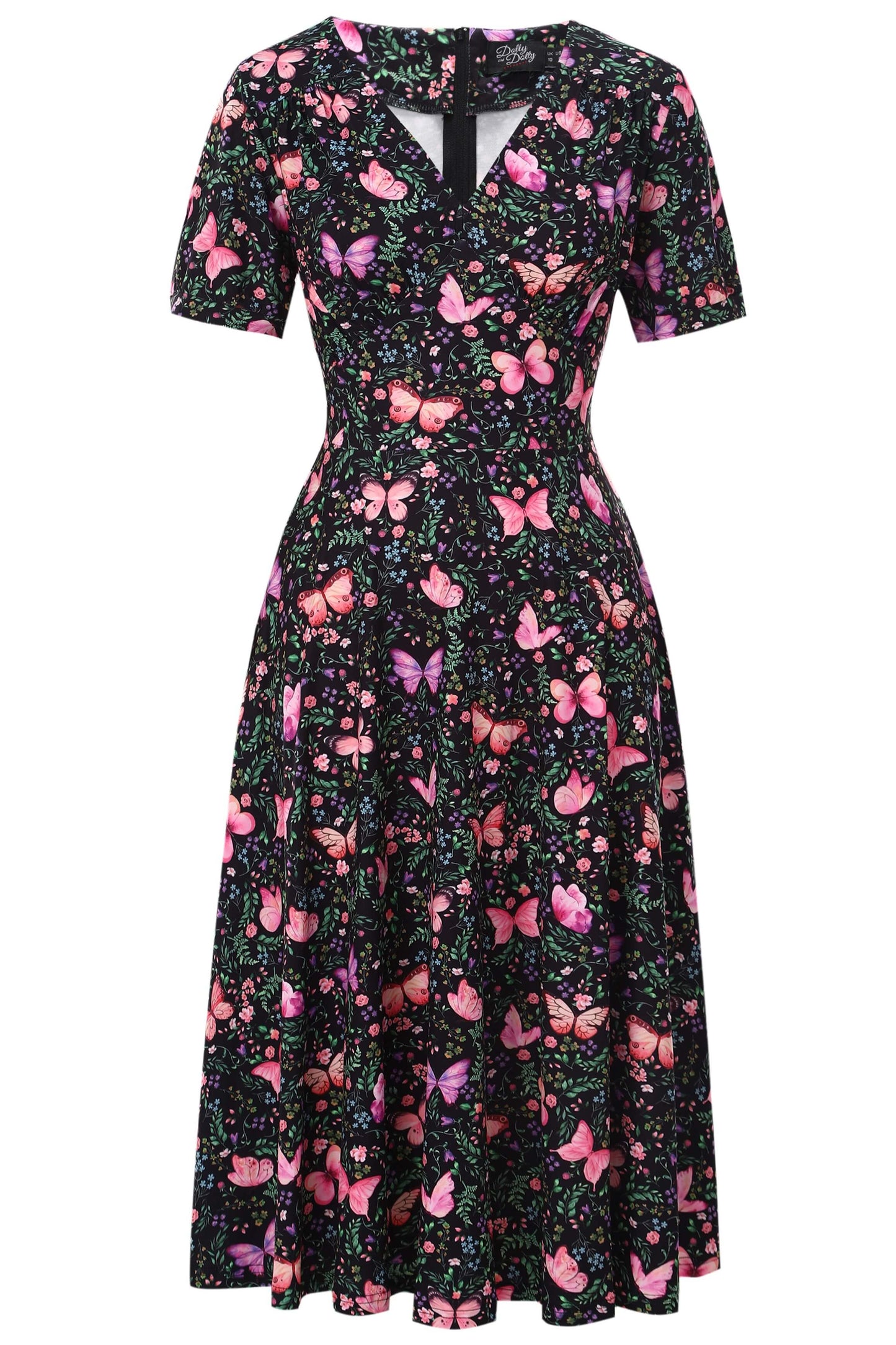 Julia Butterfly Garden Midi Dress In Black