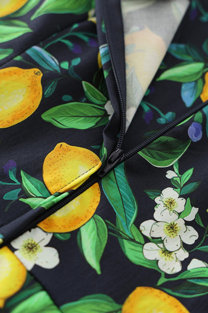 Ophelia Black Lemon Midi Dress