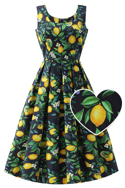 Ophelia Black Lemon Midi Dress