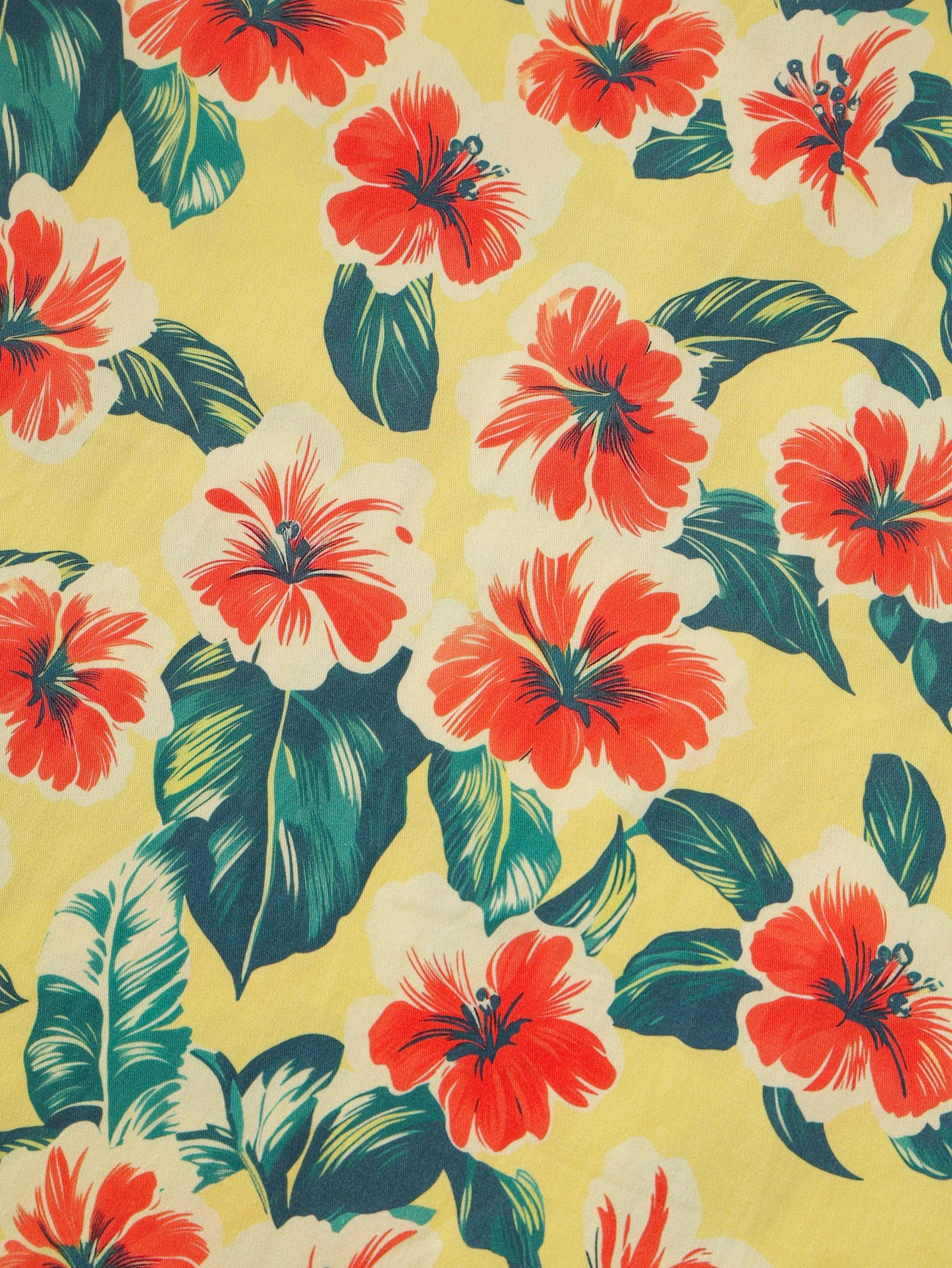 Ophelia Yellow Tropical Hibiscus Midi Dress