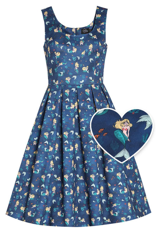 Amanda Mermaid Dark Blue Flared Dress