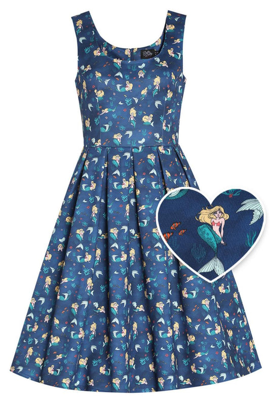Amanda Mermaid Dark Blue Flared Dress