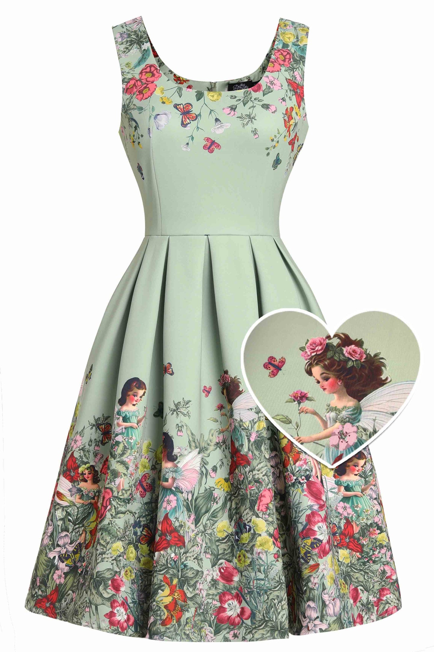 Amanda Fairy Forest Flared Dress In Green